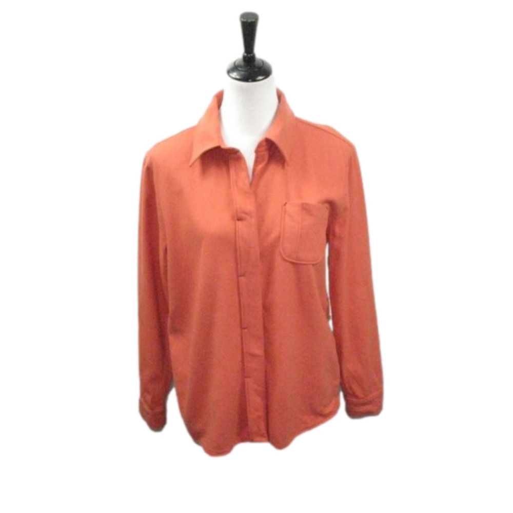 Field Gear Orange Wool Blend Button Front Shirt Size Medium